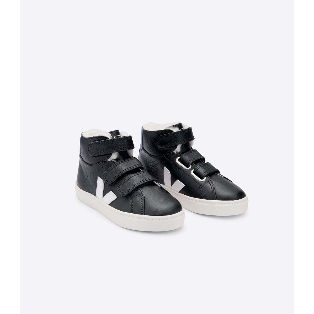 Kids' Veja ESPLAR MID FURED CHROMEFREE High Tops Black | SG 685RVD